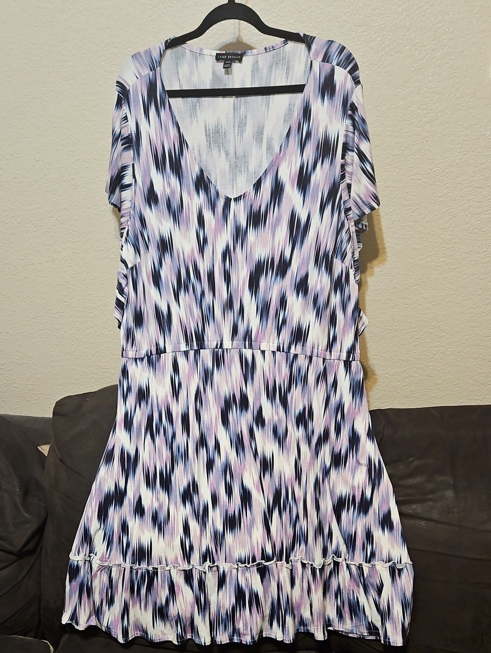 Lane Bryant Navy, White & Light Pink Printed Midi Dress